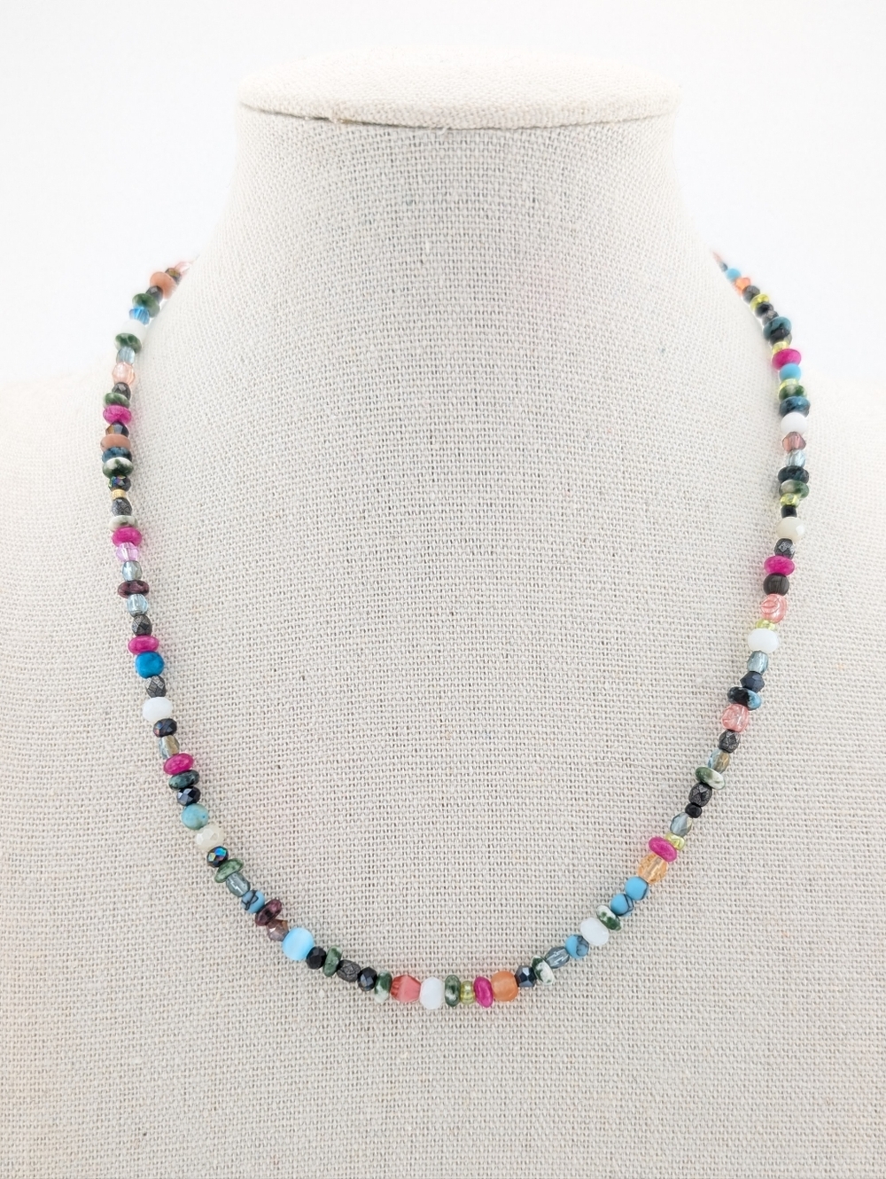 Gemstone Choker Necklace - Multicolor - Artisan Handmade Jewelry - D091